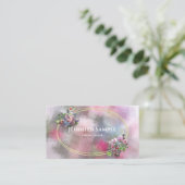 Carte De Visite Aquarelle moderne Fleurs Abstraites Cadre Or Chic (Debout devant)