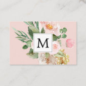 Carte De Visite Aquarelle moderne Fleurs roses Monogrammes (Devant)