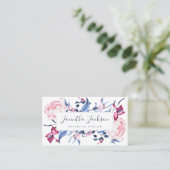 Carte De Visite Aquarelle moderne Floral Botanique Bleu rose Chic (Debout devant)