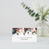 Carte De Visite Aquarelle moderne Floral Navy Bleu (Debout devant)