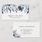 Carte De Visite Aquarelle | moderne florale foncée (Devant / Derrière)