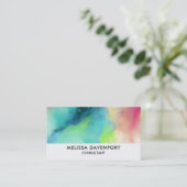 Carte De Visite Aquarelle moderne Green & Red Space Nebula (Debout devant)