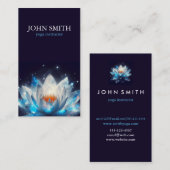 Carte De Visite Aquarelle moderne Lotus Fleur Logo Yoga (Devant / Derrière)