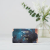 Carte De Visite Aquarelle moderne Marine Rose bleu or (Debout devant)