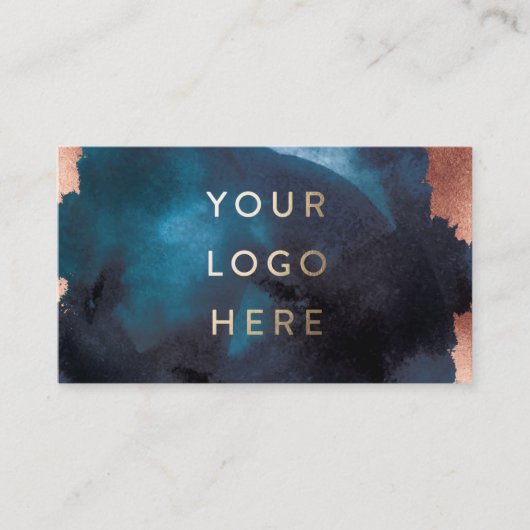 Carte De Visite Aquarelle moderne Marine Rose bleu or (Devant)