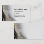 Carte De Visite Aquarelle moderne noire et or (Devant / Derrière)