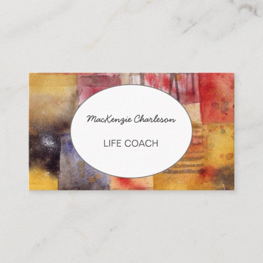 Carte De Visite Aquarelle moderne peinte à la main Abstraite géomé (Devant)