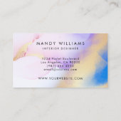 Carte De Visite Aquarelle moderne Purple Ink Or Marbre Abstrait (Dos)