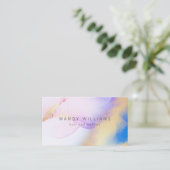 Carte De Visite Aquarelle moderne Purple Ink Or Marbre Abstrait (Debout devant)