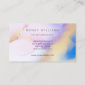 Carte De Visite Aquarelle moderne Purple Ink Or Marbre Abstrait (Dos)