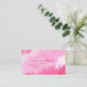 Carte De Visite Aquarelle moderne rose (Debout devant)