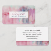 Carte De Visite Aquarelle moderne rose Abstraite Peinture contours (Devant / Derrière)