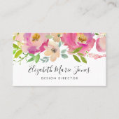 Carte De Visite Aquarelle moderne rose vif Professional Floral (Devant)