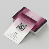 Carte De Visite Aquarelle moderne Rouge rose Social Media QR Code