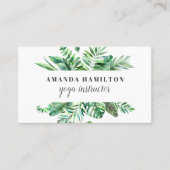 Carte De Visite Aquarelle moderne sauvage feuilles tropicaux vert (Devant)