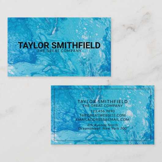 Carte De Visite Aquarelle moderne simple Bleu Pink Peinture Busine (Devant / Derrière)