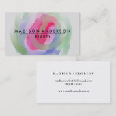 Carte De Visite Aquarelle Moderne Simple & Classique Beauté Rose (Devant / Derrière)