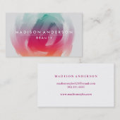 Carte De Visite Aquarelle Moderne Simple & Classique Beauté Rose (Devant / Derrière)