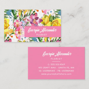 Carte De Visite Aquarelle moderne tendance Artiste Floral Floriste
