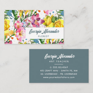 Carte De Visite Aquarelle moderne tendance Artiste Floral Floriste