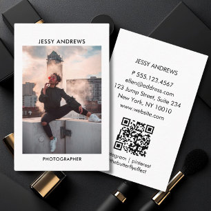 Carte De Visite Aquarelle moderne tendance Photo QR Code