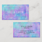 Carte De Visite Aquarelle moderne tendance violet bleu (Devant / Derrière)