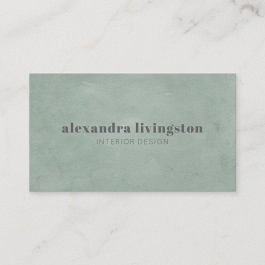 Carte De Visite Aquarelle moderne texturée Vert Sage Professionnel (Devant)
