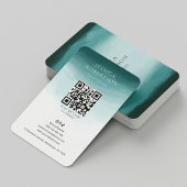 Carte De Visite Aquarelle moderne Turquoise Médias sociaux Code QR