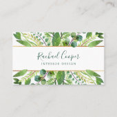 Carte De Visite Aquarelle moderne Vert & Or huile (Devant)