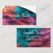 Carte De Visite aquarelle moderne violet gras abstrait personnalis (Devant / Derrière)