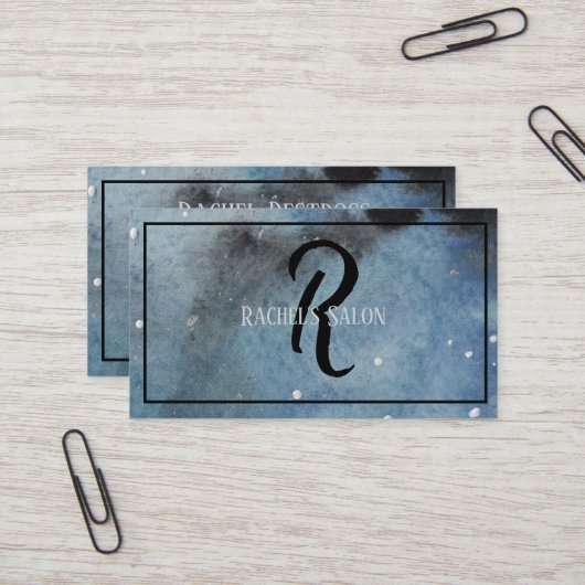 Carte De Visite Aquarelle Monogramme d'art moderne Abstrait (Devant/Arrière en situation)