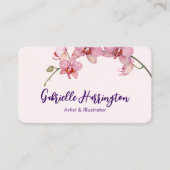 Carte De Visite Aquarelle Moth rose Orchidées Médias sociaux (Devant)