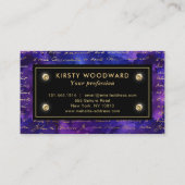 Carte De Visite Aquarelle Motif d'encre violet avec script Gold (Dos)