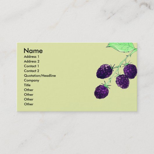 Carte De Visite Aquarelle Mûre Violette Botanique (Devant)