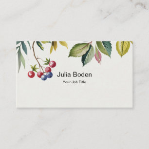 Carte De Visite Aquarelle Naturelle Baies et Branches