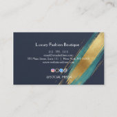 Carte de visite aquarelle Navy Or Sarcelle Luxe (Devant)