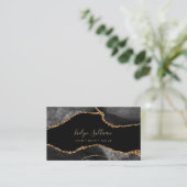 Carte De Visite aquarelle noir agate design (Debout devant)