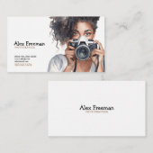 Carte De Visite Aquarelle Noir et Brown Curly Lady Photographe (Devant / Derrière)