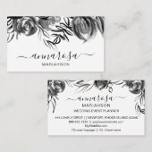 Carte De Visite *~* Aquarelle noire florale Simple Fleur élégante (Devant / Derrière)