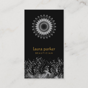 Carte De Visite Aquarelle noire Lotus Fleur Logo Guérison Yoga