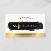 Carte De Visite Aquarelle noire Parties scintillant or Manucure Ar (Devant)