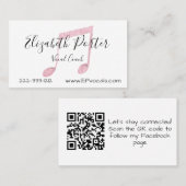 Carte De Visite Aquarelle Notes musicales Code QR personnalisé (Devant / Derrière)