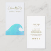 Carte De Visite Aquarelle Ocean Wave Coastal Immobilier (Devant / Derrière)