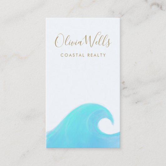Carte De Visite Aquarelle Ocean Wave Coastal Immobilier (Devant)
