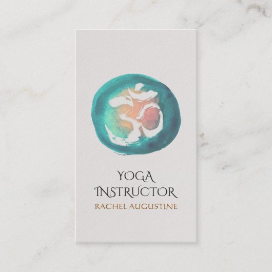 Carte De Visite Aquarelle Om Symbole Yoga Méditation Instructeur (Devant)