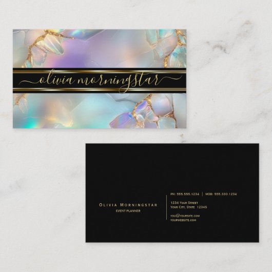 Carte De Visite Aquarelle opale Abstraite (Devant / Derrière)