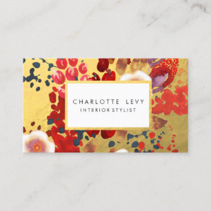 Carte De Visite Aquarelle or Abstraite Floral Art Styliste