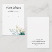 Carte De Visite Aquarelle or Bijoux botanique Écran d'oreille (Devant / Derrière)