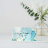 Carte De Visite Aquarelle or bleu calligraphie peinture (Debout devant)