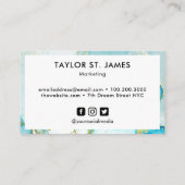 Carte De Visite Aquarelle or bleu calligraphie peinture (Dos)